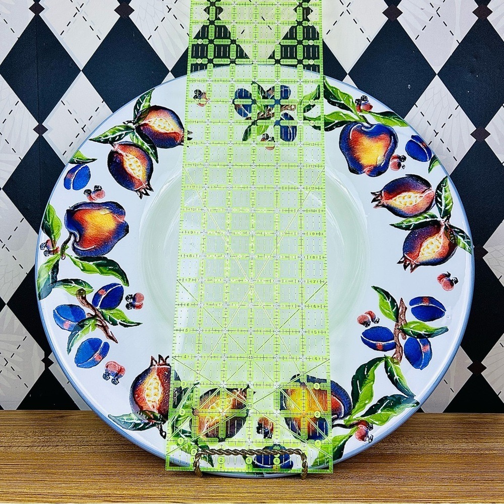 Oversized 18" Italy Exaggerated Rim Statement Serving BowlHand Painted Ceramic - Picture 7 of 9
